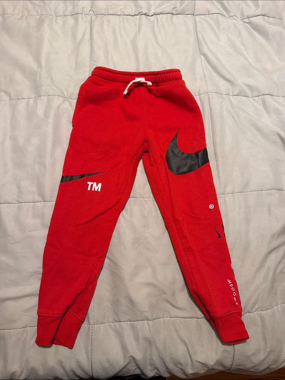 Nike Red Fleece Joggers with Black Swoosh